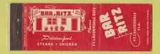 Matchbook Cover - Bar Ritz Fort Lauderdale FL WEAR