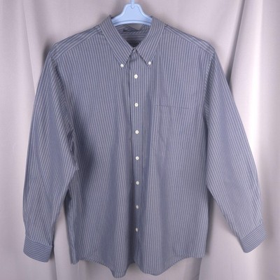 Eddie Bauer Shirt Mens XLT Blue Pinstripe Cotton Button Up Tall Elevated Casual