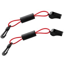 Seenelling 2 Pcs Whistle with Lanyard for Safety Boat Black and Red