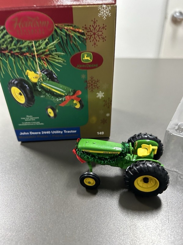 John Deere 2440 Utility Tractor ornament  - complete with garland & bow