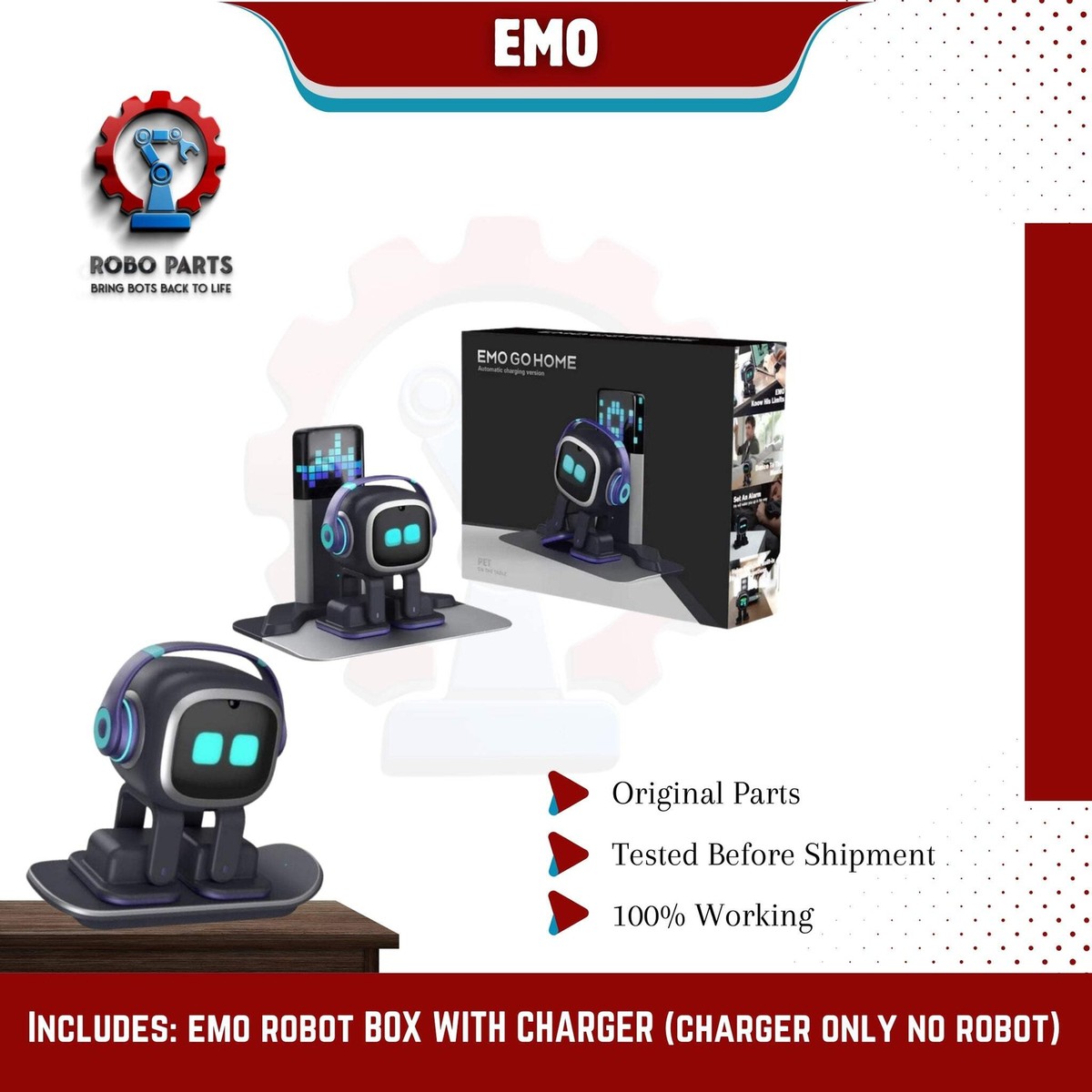 🦾 Emo Ai Robot Pet Accessories Replacement Parts | Charger, Box