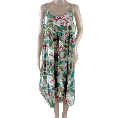 Cellabie Wome's 100% Cotton Spaghetti Strap Floral Sundress Size 2XL