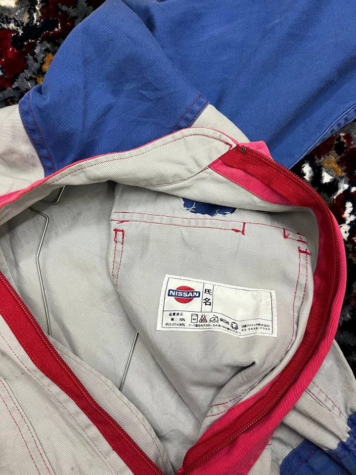 VINTAGE NISSAN JAPAN JDM MECHANICS JUMPSUIT COVERALLS OVERALLS TRI-COLOUR - Image 4 of 4