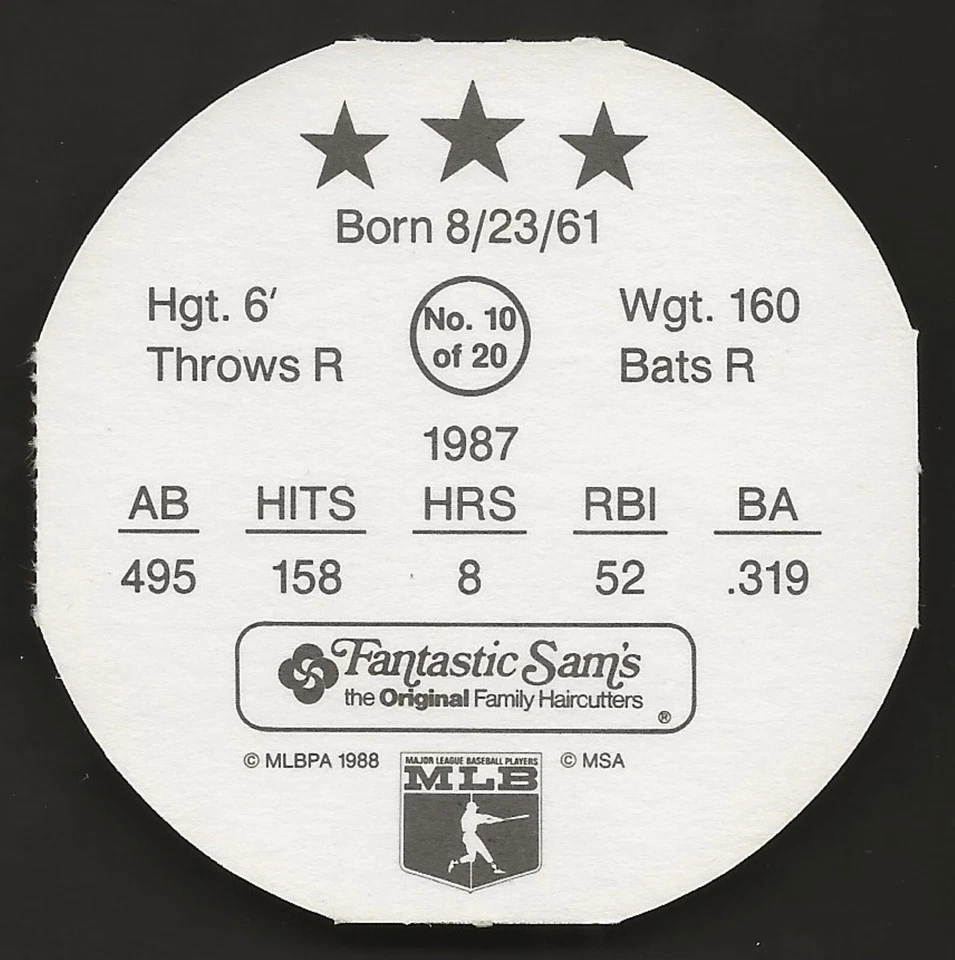 1988 Fantastic Sam's Baseball Superstars #10 Julio Franco MINT - Image 2 of 2