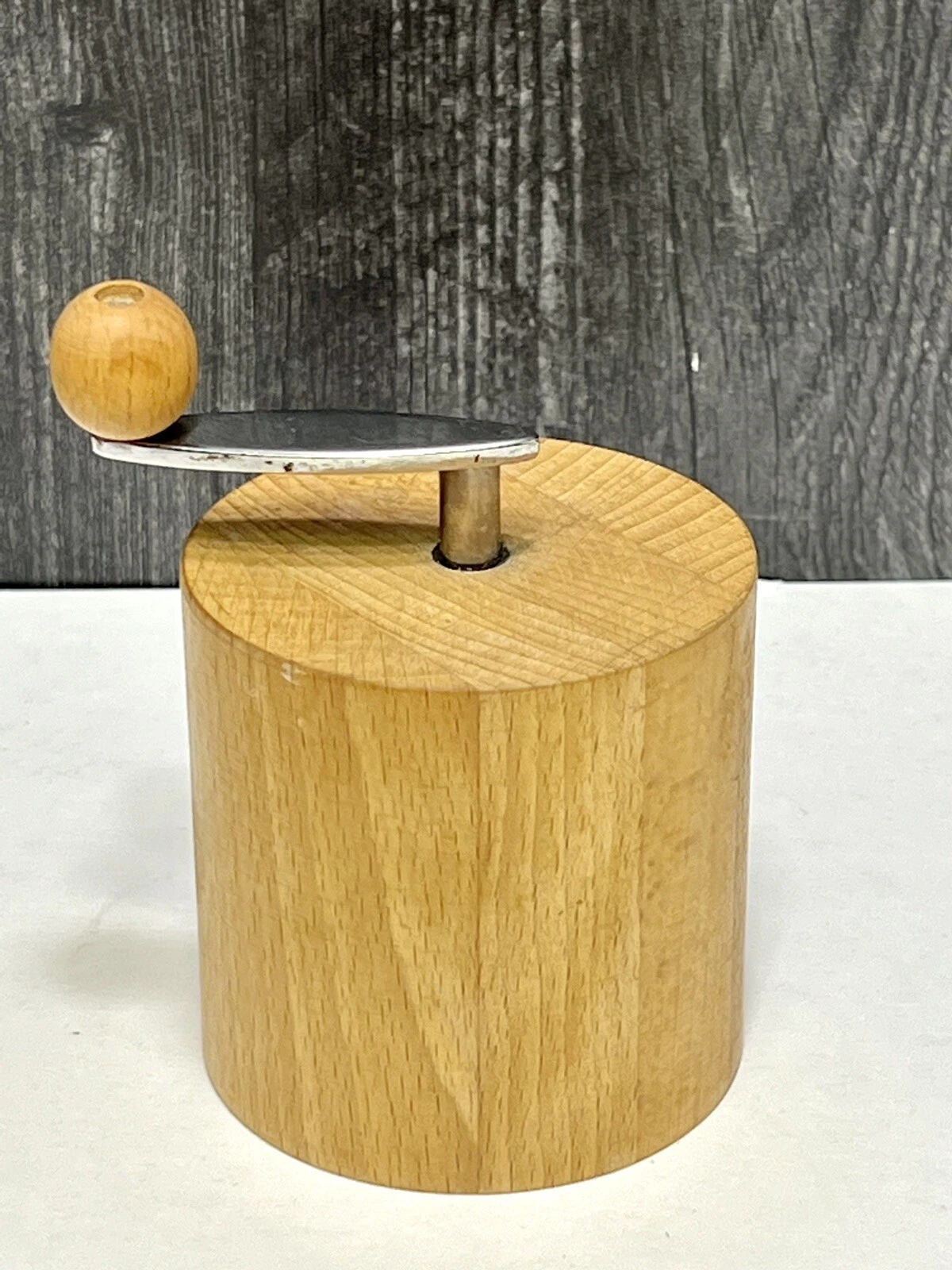 Vintage Mid Century Hand Turned Light Wood Wooden Pepper Grinder