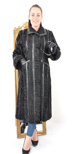 US3493 REAL BLACK SWAKARA PERSIAN LAMB FUR COAT SIZE L - CLASS OF KARAKUL - Picture 3 of 12