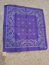 Vintage Bandana Lavender Purple Paisley 100 Cotton Color Fast Handkerchief NOS