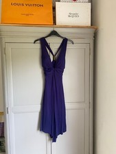 RIVER ISLAND Grecian Dress Size 10 Blue Evening Mini Padded Bust Waterfall Glam
