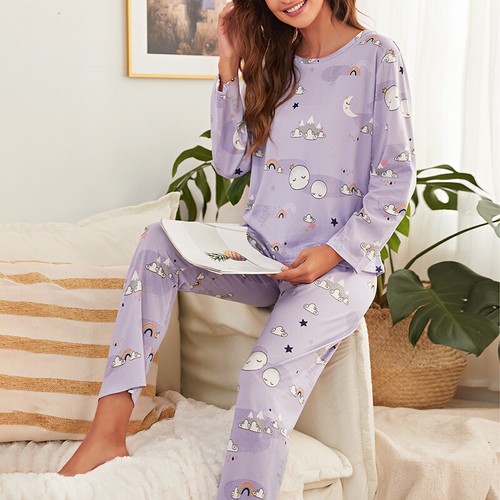 Autumn Women’s Pajama Set Soft Milk Silk Long Sleeve Top With Pants Sleepwear Pj - Picture 5 of 26