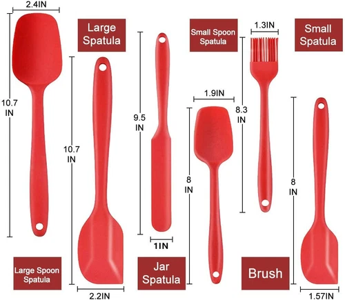 6Pcs Kitchen Spatula Silicone Utensils Kit,Heat Resistant Rubber for Baking Cook - Picture 4 of 6