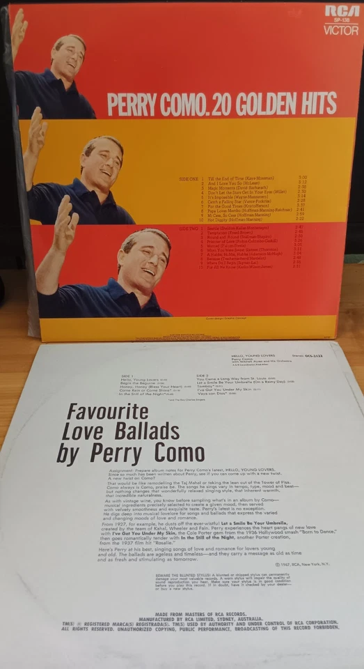 4 x  Perry Como ‎LPs –20 Golden Hits, Hello Young Lovers, No Other Love no cover - Image 2 of 4