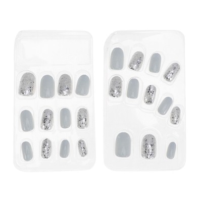 24pcs Fake Nail Mirror Reflection Nail Decal Fake French Nail Tips