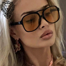 Stylish Brown Womens Large Retro Eyewear Sunglasses Oversized UV400 Protection