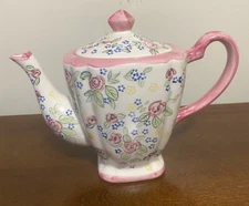 Vintage Unmarked Hand Painted  Teapot Pink Flower