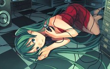 Anime hatsune miku vocaloid girls headphones green hair Playmat Game Mat Desk