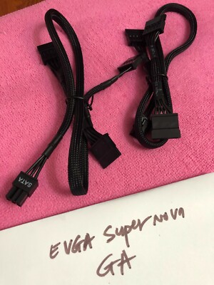 2X eVGA 6 pin  to 3x SATA DRIVER POWER cable FOR EVGA SuperNOVA 550-850GA