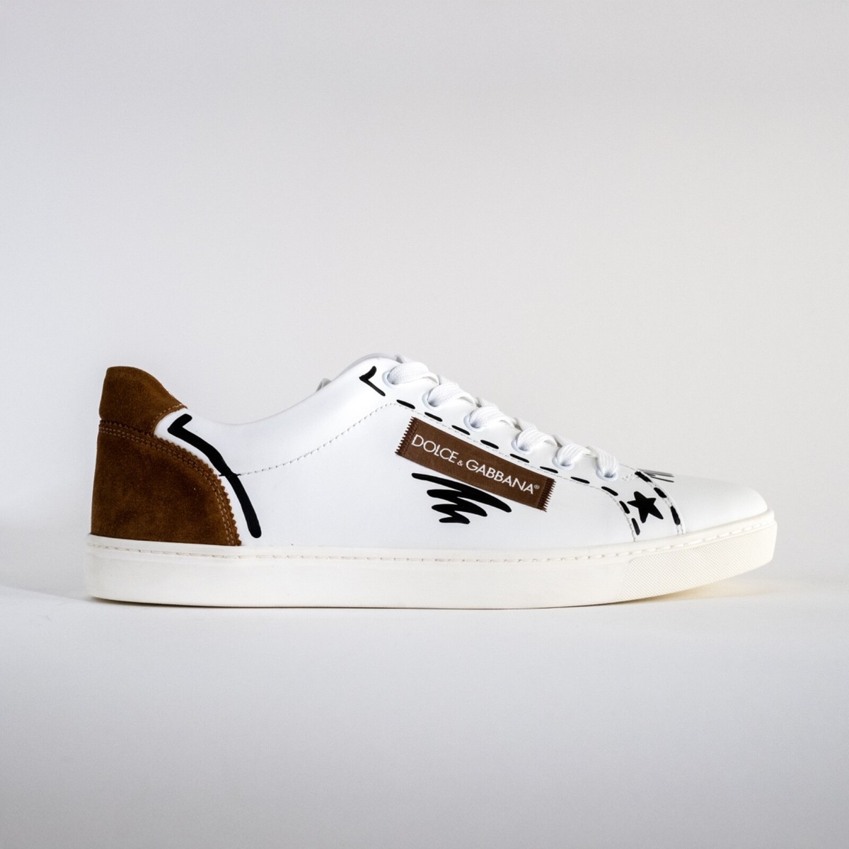 EU43 - DOLCE & GABBANA White Brown Milano 1984 Low Top Men