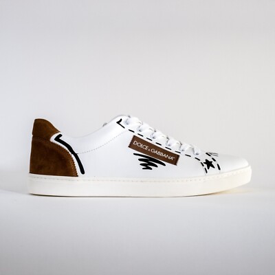 EU43 - DOLCE & GABBANA White Brown Milano 1984 Low Top Men