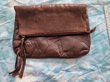 Clutch Anokhi echt Leder Braun Pailletten ungetragen neuwertig mit Schultergurt 