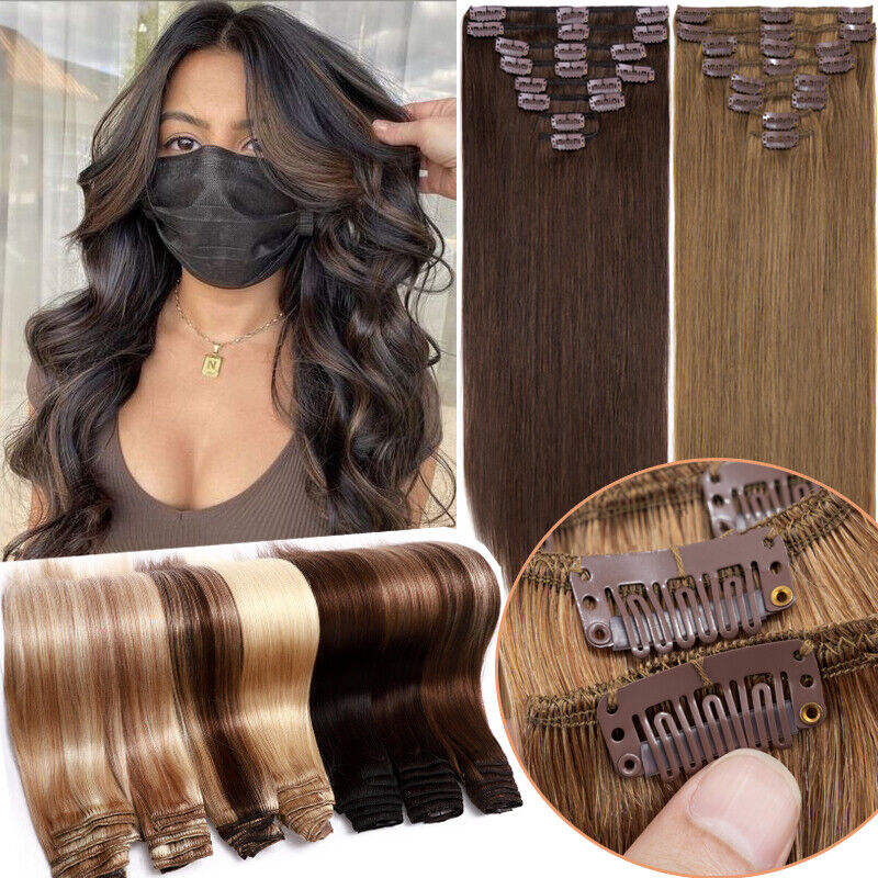 8 Pieces Clip In Hair 100% Real Human Hair Extensions Real Soft Weft Balayage US | eBay 8 Pieces Clip In Hair 100% Real Human Hair Extensions Real Soft Weft Balayage US | eBay