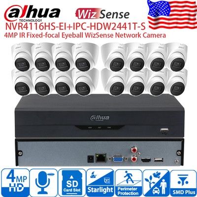 Dahua 16CH 4MP Security Camera System Wizsense IPC-HDW2441T-S NVR4116HS-EI Lot