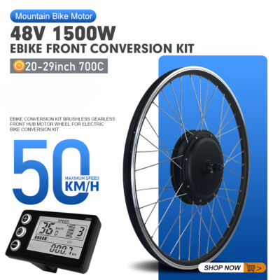 Electric Bike Conversion Kit 48V 1500W Brushless Gearless Front