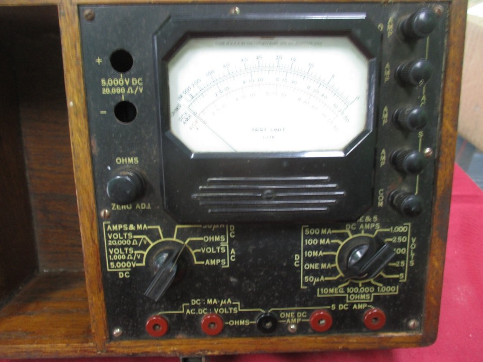 Vintage Triplett multimeter test unit 1-176 ohms volts in original oak ...