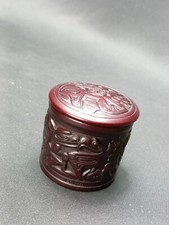 Boma Resin Trinket Box Old Haida Vintage Round Deep Red Native Art Canada