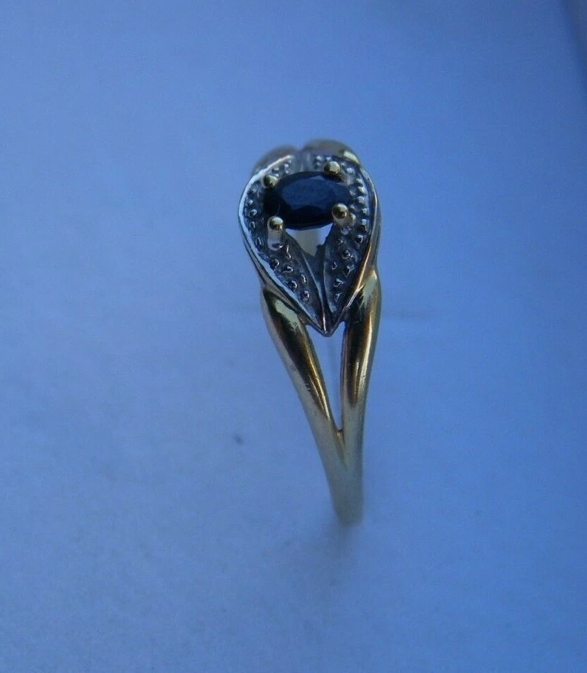 bague or jaune saphir bleu - Photo 3/4