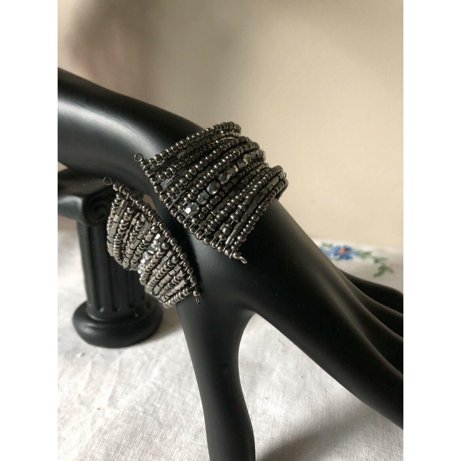 Silver Tone Bangle Multilayer Bracelet Bling Silv… - image 2