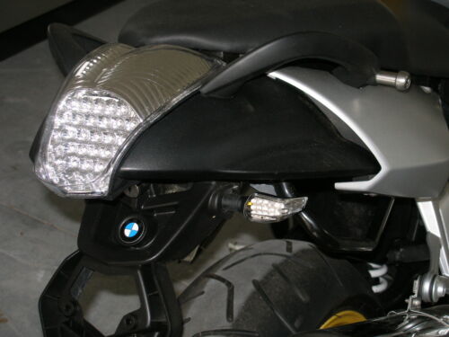 biały mini kierunkowskaz LED BMW K 1200 S K 1300 S przezroczyste sygnały LED kierunkowskazy tył - Zdjęcie 1 z 5