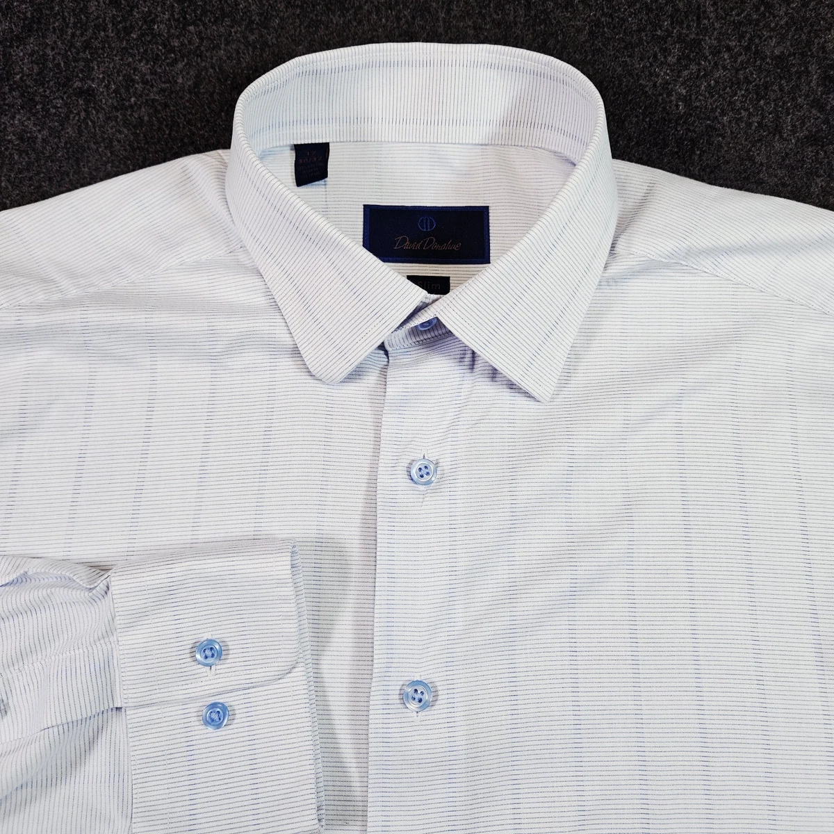slim fit dress slacks David Donahue Neat Diamond Dress Shirt TBSP11202 Wht/Choco 102 / 18 / 34x35 main image 0