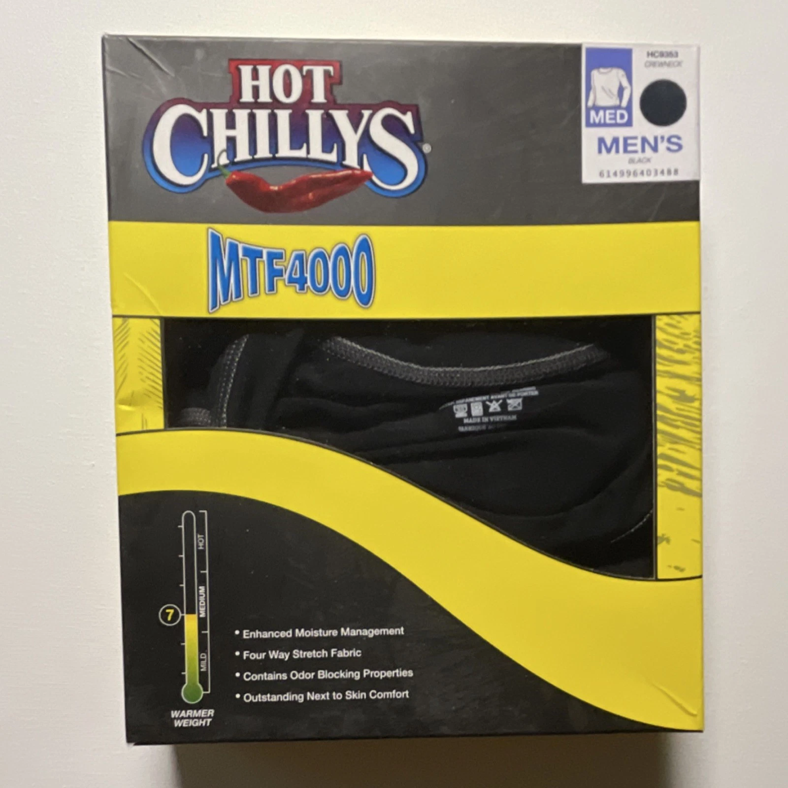 Hot Chillys MTF4000 Men's M Black Thermal Moisture Wicking Base Layer Top