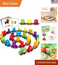 Durable 27-Piece Wooden Alphabet Train Set  Flash Cards: Fun Learning for Kids 