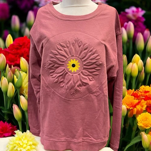 VETEMENTS Felpa donna vintage media in rilievo fiore ape malva vivo filo positività