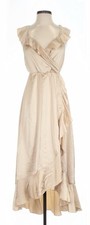 Show Me Your Mumu Samantha Ruffle Wrap Midi Dress Champagne Luxe Satin XS