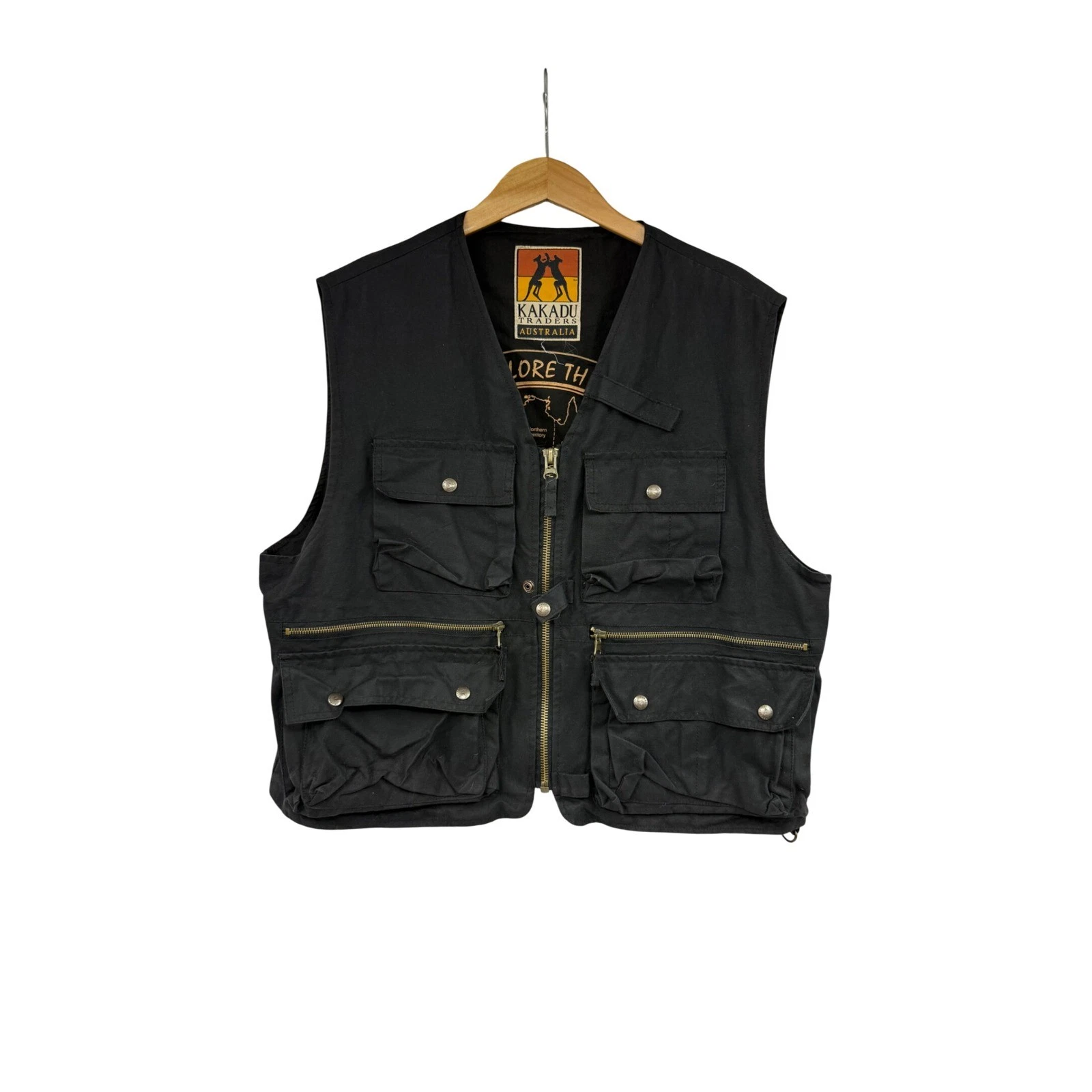 Kakadu Traders Australia Mens Utility Vest Oilskin Canvas Multi Pocket image 1