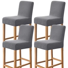 Bar Stool Covers Set of 4 Stretch Jacquard Barstool Slipcovers Washable Dinin...