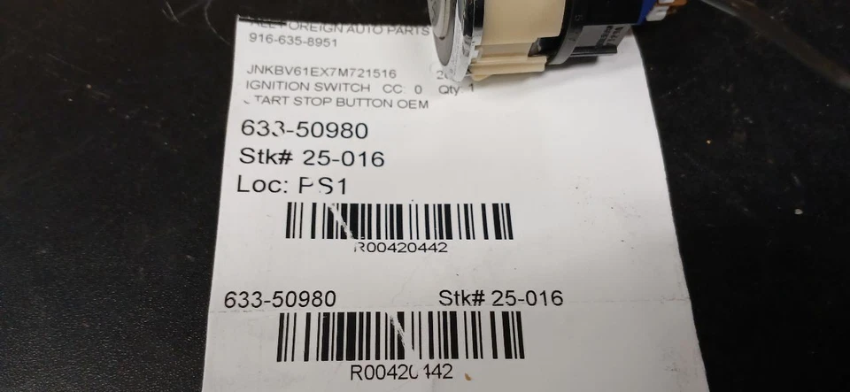 07 INFINITI G35 INTERRUPTOR DE ENCENDIDO MONTADO EN EL TABLERO OEM 25150JK60A Foto 4 de 4