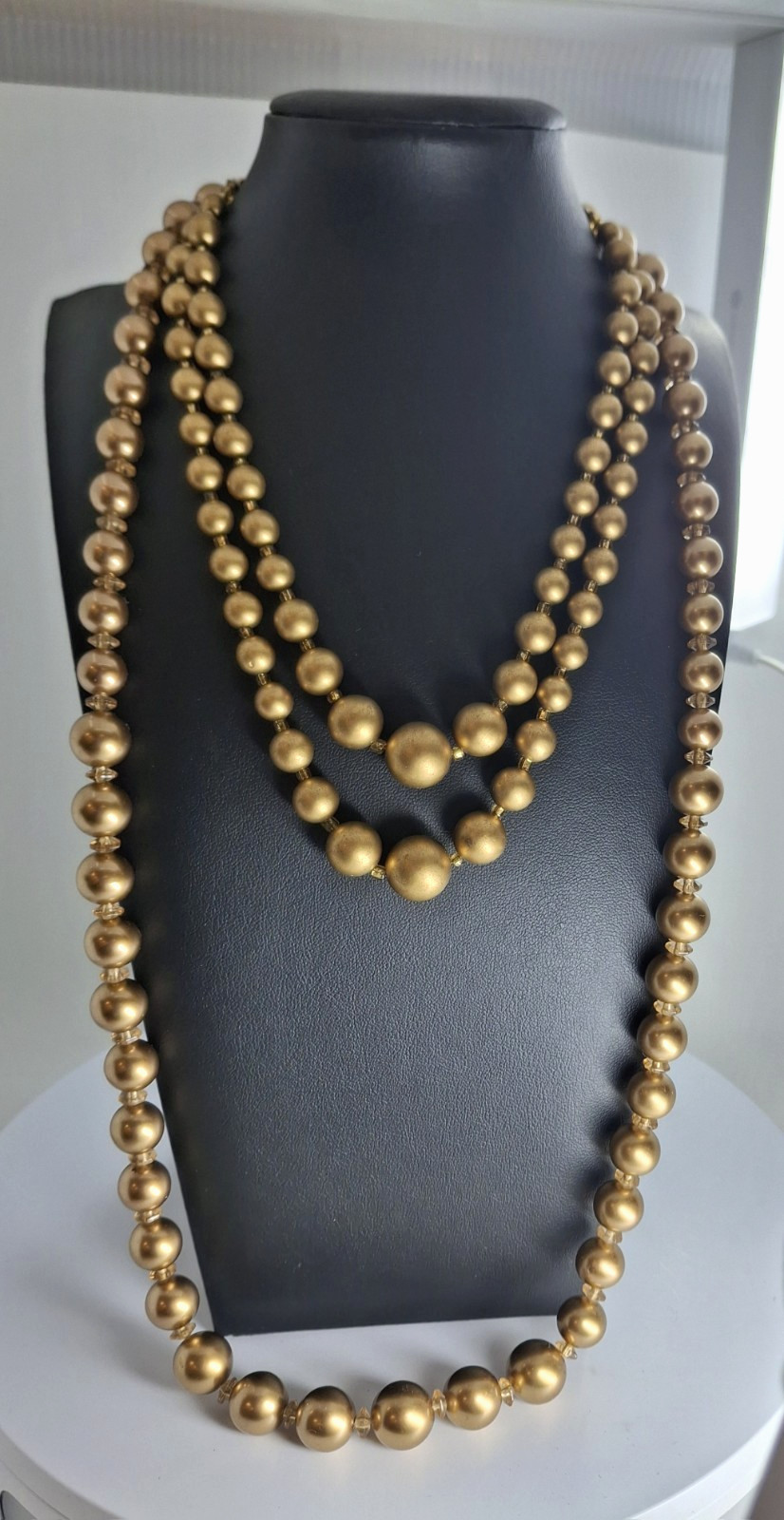 Large Graduated Gold Bead Stackable Gold Plated N… - image 7