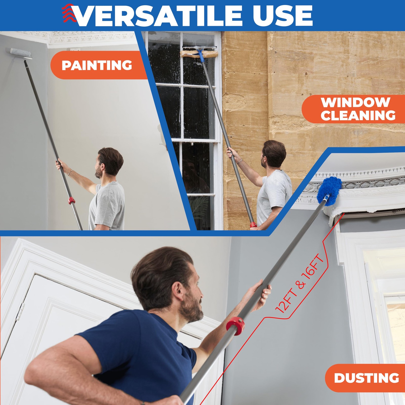 ProTuff 16ft Heavy Duty Telescopic Pool Pole – Unconditional Lifetime Replace...