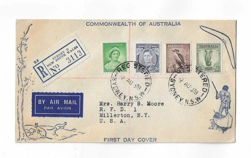 Australia 1937  4 better issues on better registered FDC with overall cachet