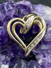 10K Gold Open Heart Pendant W/ Diamonds
