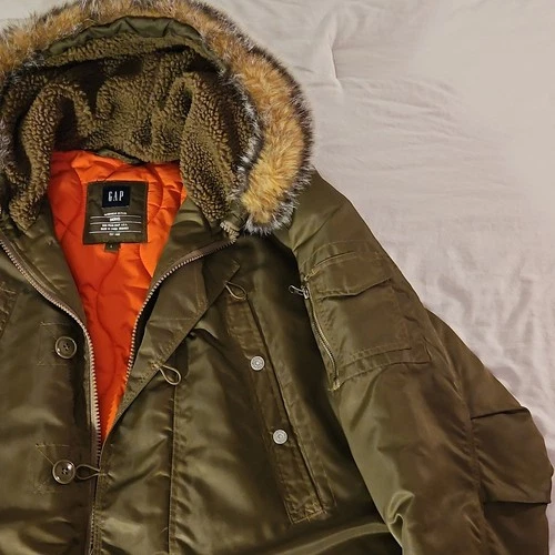 Vintage Y2k GAP Hooded Parka Snorkel Men's L Army Green image 5
