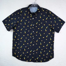 Banana Republic Luxe Poplin Button Down Shirt Navy Pineapple Print Men’s Size L