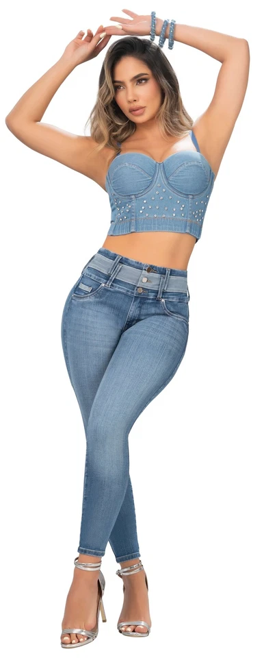 Pantalones Colombianos Levanta Cola | Jeans Colombianos Levantamiento de Glúteos Mujer 542LB - Imagen 4 de 4