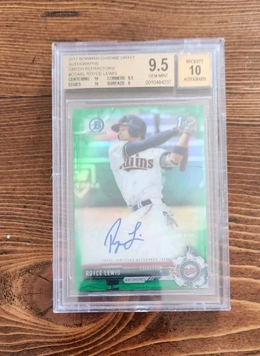 ROYCE LEWIS 2017 BOWMAN CHROME DRAFT 1ST GREEN AUTO /99 BGS 9.5