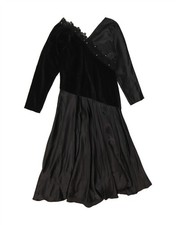 VINTAGE Womens Long Sleeve Maxi Dress UK 10 Small Black CU08