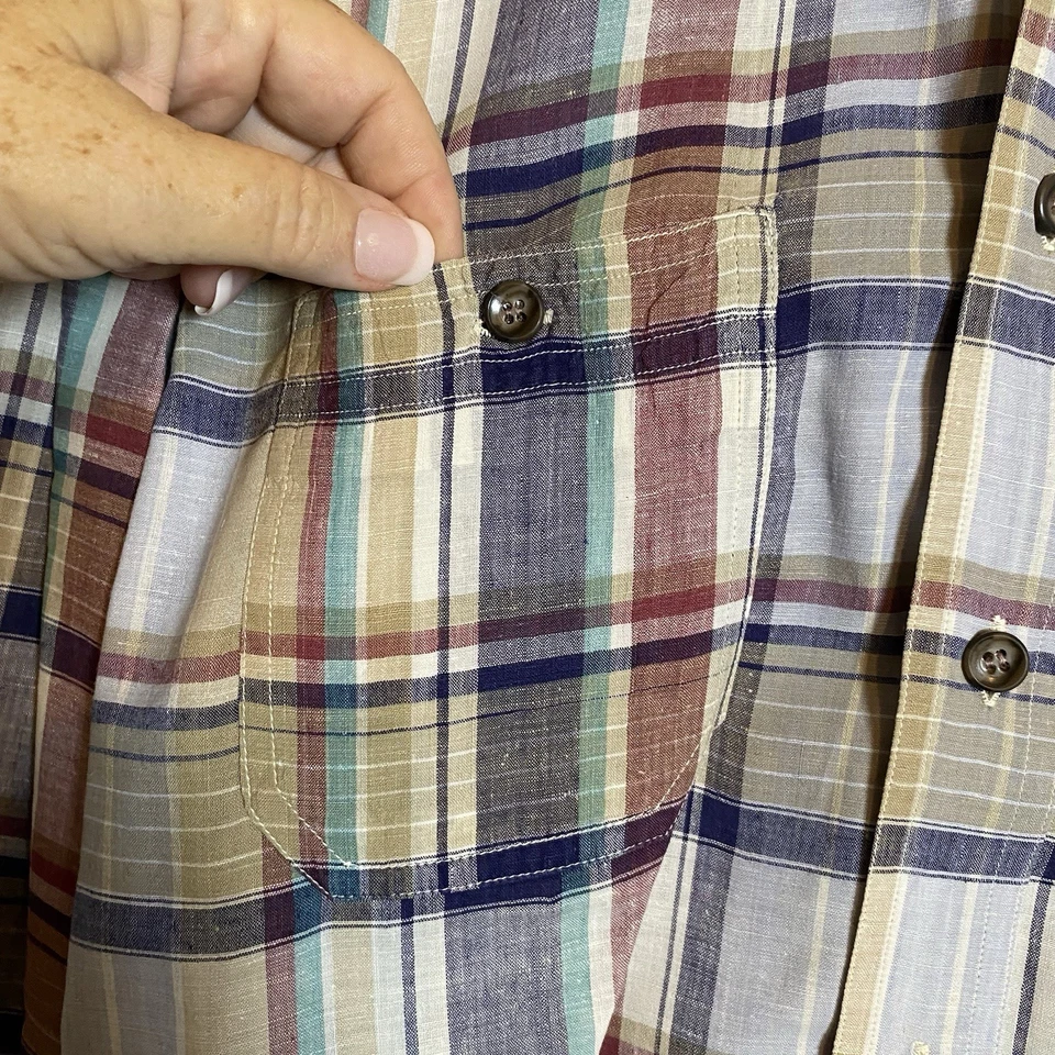 Hathaway на пуговицах платье повседневная рубашка мужская клетку хлопок размер средний - Изображение 3 из 4