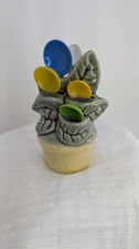 Vintage McCoy Ceramic Mini Wall Pocket Measuring Spoon Holder Flower Pot 